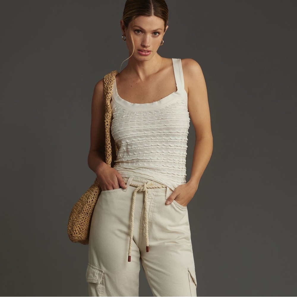 By Anthropologie Scoop Neck Ruffle Tank